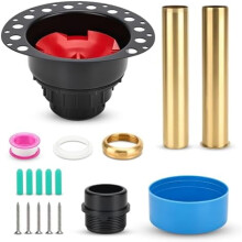 ITD35 ABS Tub Drain Kit Compatible with Freestanding Bathtubs, Floor-Mounted/Island Types, Includes PVC Adapter, Brass Tail Pipes & Protective Cover