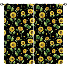 Sunflower Blackout Curtains Watercolor Yellow Green
