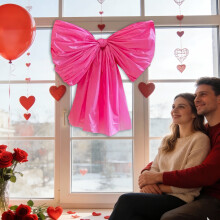 Large Bow Wall Decor 4.5 x 9 ft for Valentine's Day Wedding