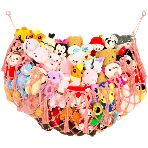 Macrame Stuffed Animal Hammock Wall-Mounted Display Net