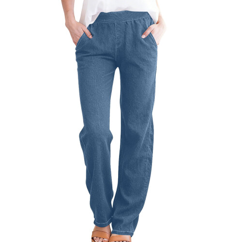 Women's Pull-On Pants Elastic Waist Relaxed Fit Straight