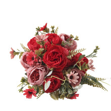 Faux Beige Peony Arrangement, 13" Silk Peonies for Wedding Centerpiece & Home Décor – No-Wilt Artificial Bouquet