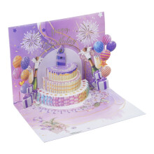 Light and Sound Birthday Greeting Cards Cake Greeting Card Musical Happy Birthday Card for Women Men Kid Birthday