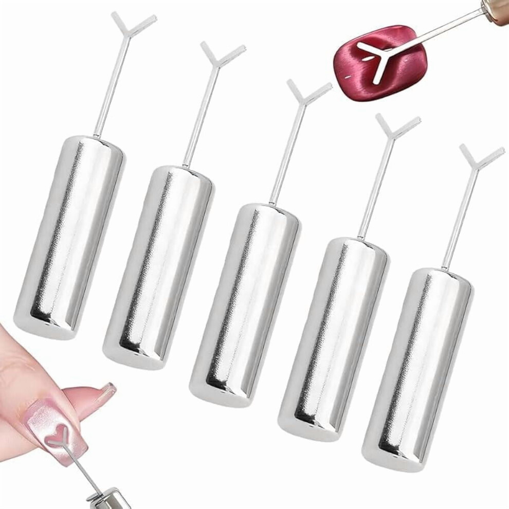 Heart Magnet for Cat Eye Gel Polish, 2025 New Magnetic Nail Art Tool with Y-Shaped Guides (5Pcs Magnet + 5Pcs Guides), Compatible with Cat Eye Gel