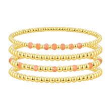 Heart Crystal Gold Bead Bracelet Set Seven