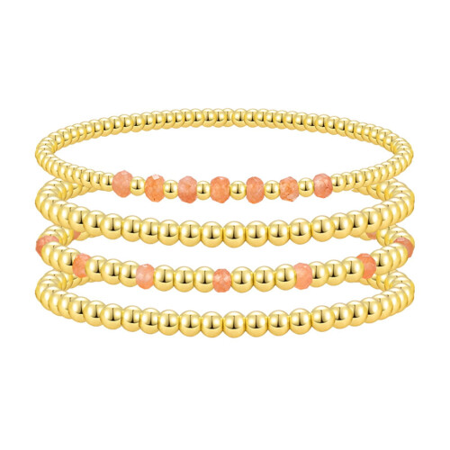 Heart Crystal Gold Bead Bracelet Set Seven