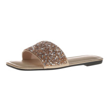 Women's Slip-On Slide Sandals Gold Summer Flat Beach Shoes