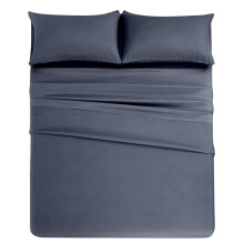 Bedding Set Polyester Dark Blue California King 4-Pc