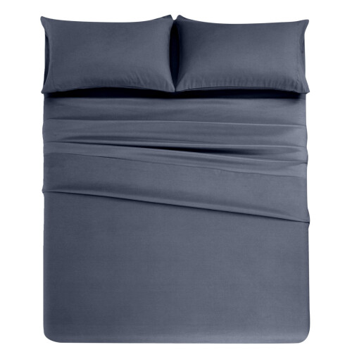 Bedding Set Polyester Dark Blue California King 4-Pc