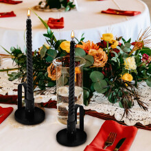 Pillar Candles Holder Iron Candle Holders Black 2 Pcs for Homeowners and Event Planners
