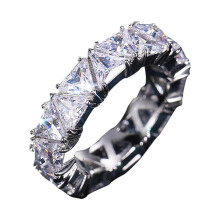 Silver Retro Triangular Rhinestone Ring Alloy Zircon Size