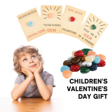 Valentine's Day Cards with Heart Crystal Stones 24-Pack