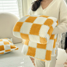 Plaid Throw Blanket 30x40 Fleece Soft Yellow