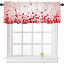 Heart Kitchen Curtains Pink 54x18 inch Rod Pocket