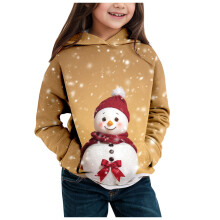 Girls Christmas Hoodie Long Sleeve Fashion Print Top