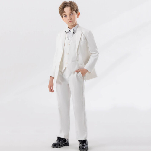 Guttekostymesett Slim Fit Hvit 4-delt 1