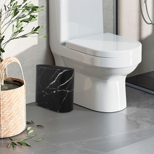 Plastic Bathroom Trash Can Narrow Compact 1 Pack