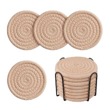 Lot de 8 sous-verres absorbants en coton, 11 cm, pour boissons et café, joli ensemble de décoration intérieure (compatible avec la plupart des