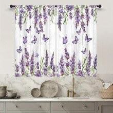 Purple Lavender Butterfly Kitchen Curtain 27.5x39 Inch