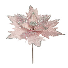 Christmas Tree Flower, Artificial Glitter Poinsettia Flowers Fake Xmas Flowers, for Wedding Christmas Tree Ornaments (Pink)