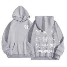 SonxaHe Kapuzenpullover für Kleinkinder, Mädchen, mit Schleifenmuster, langärmelig, Oversized, lässig, Winterpullover, Grau, Größe 4-5