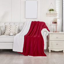 Karymi Flannel Fleece Blanket Coral Lamb Double-Layer Warm
