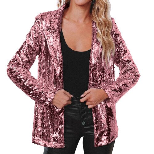 Paillettenjacke für Damen, pink, Größe M 2