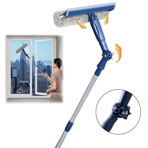 47" Window Squeegee Kit w/ 4-in-1 Telescopic Pole (12-16"), Microfiber Cloths & Angle Adapter