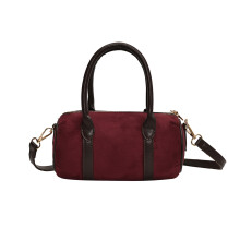 Geantă tote din piele întoarsă artificială, poșetă Boston în formă de butoi pentru femei, geantă elegantă pentru serviciu sau casual,