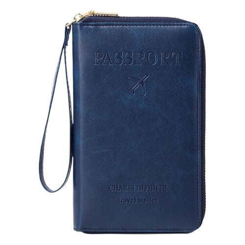 Passport Case with RFID Blocking Dark Blue Standard Size