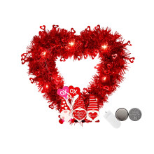 Valentine Wreath Glitter Red Heart Garland 1PC