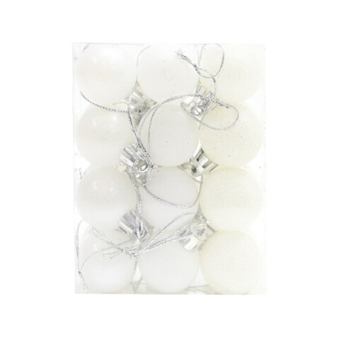 Christmas Tree Ball Ornaments White 30mm 24 Pcs