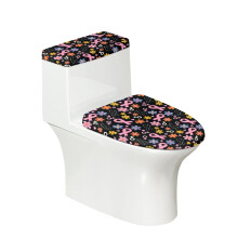 Housse de siège de toilette à motif ruban rose et ensemble de 2 housses anti-poussière extensibles pour abattant de toilette, idéal pour les