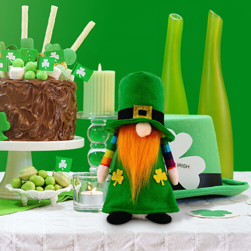 St. Patrick's Day Couple Gnomes Plush Decor 8.66 In