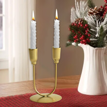 Centrotavola a candelabro a due bracci in metallo nero per candele affusolate – Decorazione per tavoli di matrimoni, feste ed eventi