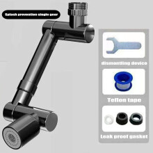 1440Swivel Faucet Extender - Single Gear Rotating Faucet Extension Spout, Universal Splash Tap Aerator Attachment Adapter - Great for Kitchen, Sink