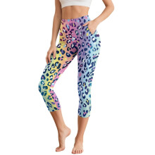 Leopard Print Capri Leggings for Women High Waisted Yoga Pants Lightweight Yoga Leggings with Pockets, XS