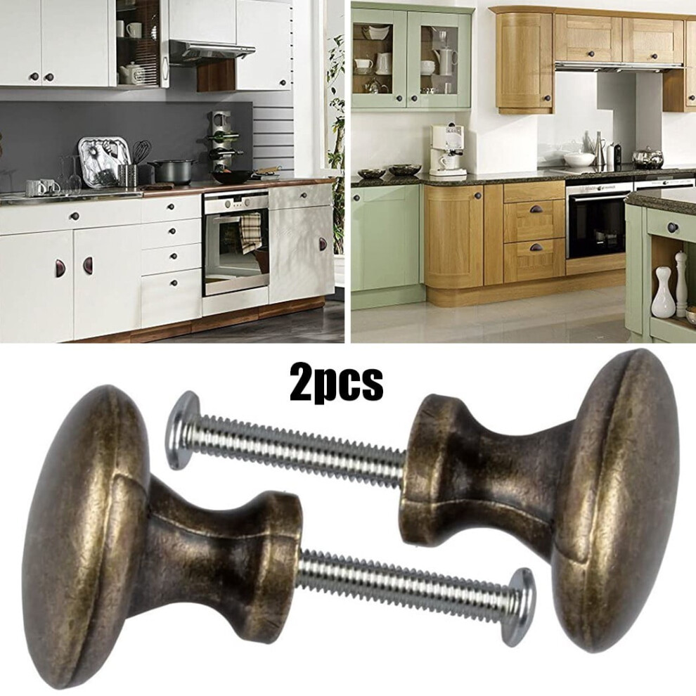 2 Pack Antique Bronze Cabinet Knobs Zinc Alloy Round Drawer Pulls For Cupboard Door Wardrobe Hardware 0.98" Diameter 9087558534134