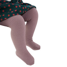 Purple cotton knit tights for baby girls 3-6 months