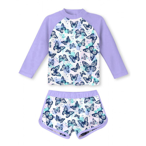 Mädchen-Badeanzug-Set mit Blumenmuster, langärmlig, Größe 2