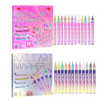 12 Colors Nail Art Pens Set for Beginners, 2026 Upgrade Nail Marker, Fine Tip Nail Art Pen 0.5mm, Portable Nail Art Tools for Home Salon (2PCS)