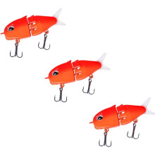 Mini Glide Bait for Fishing, Multi-Jointed Swimbait Wobbler, White Glide Baits for Bass and Pike, Hard Lure with Soft Rubber Fins