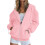 Giacca da donna leggera con cappuccio e zip intera, rosa, taglia L 4