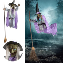 6 Ft Animated Hovering Witch Decor, Sound & Touch Activated, Outdoor/Indoor Halloween Prop – Compatible with Halloween Decorations