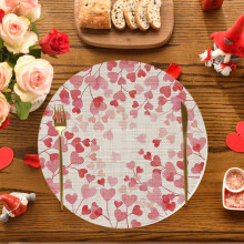 Valentine Multicolor Super Soft Hard Wearing Wrinkle Resistant Round Placemat 14.2x14.2In For Restaurant Anniversary Wedding Decor