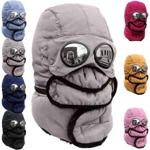 Winter Thermal Trapper Hat with Goggles Windproof Lining