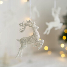 Gold Glitter Reindeer Ornament PVC 15 cm