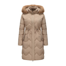 Women's Heavyweight Mid-Length Winter Coat Solid Color Hooded with Fur Trim Front Zipper Pockets Casual Outerwear