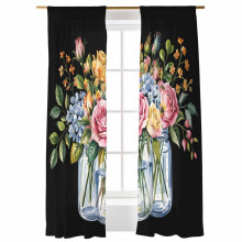 Sheer Curtains Autumn Floral Pink Rose Voile 52x96 Inch 2
