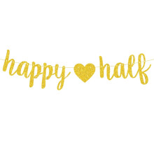 Happy Half Banner – Gold 6-Month Birthday Party Decor, Compatible with 1/2 Year Old Celebrations